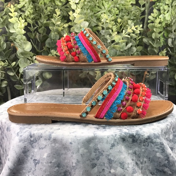 Massini Multimedia Embellished Strappy Toe Loop Sandals Women’s 7M☀️Like NEW☀️ - Picture 5 of 9